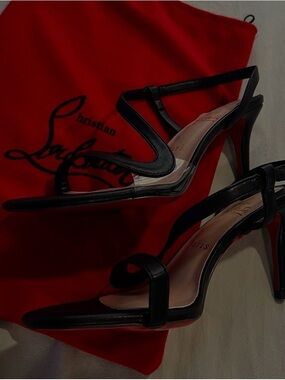 Christian Louboutin Black Strappy Slingback Stiletto Heels